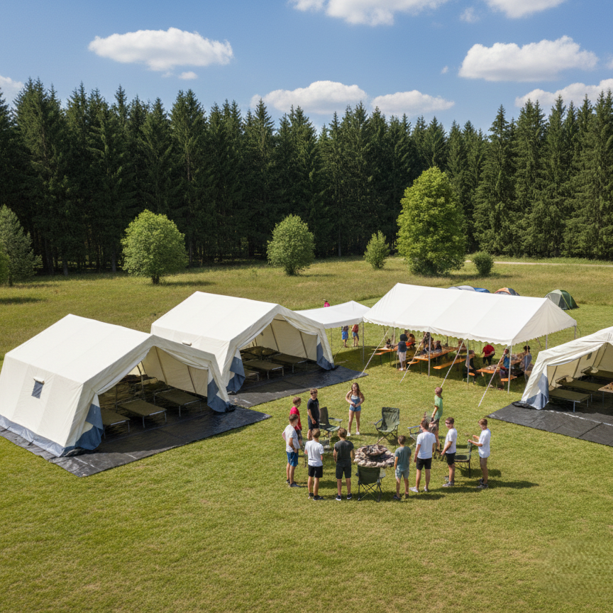 Vielseitigkeit auf dem Platz: Warum unsere Unterkunftszelte auch im Sommercamp und beim Camping überzeugen