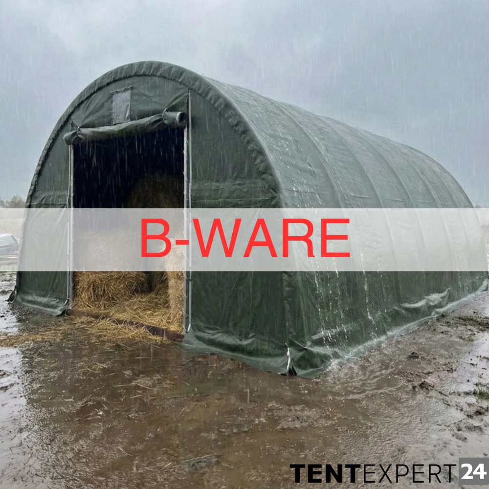 B-WARE Rundbogenhalle 9,15m x 10m x 4,5m - PVC 650 g/m², dunkelgrün