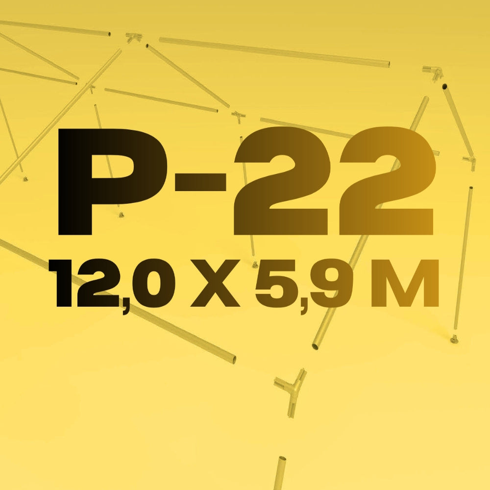 MZU P-22 Mannschafts- und Unterkunftszelt (12,0 × 5,9 m) – mit Aluminiumgerüst