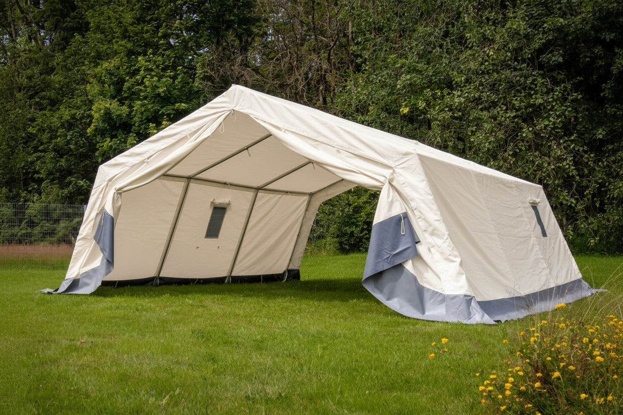 MZU P-10 Mannschafts- und Unterkunftszelt (5,0 x 4,7 m) - mit Aluminiumgerüst