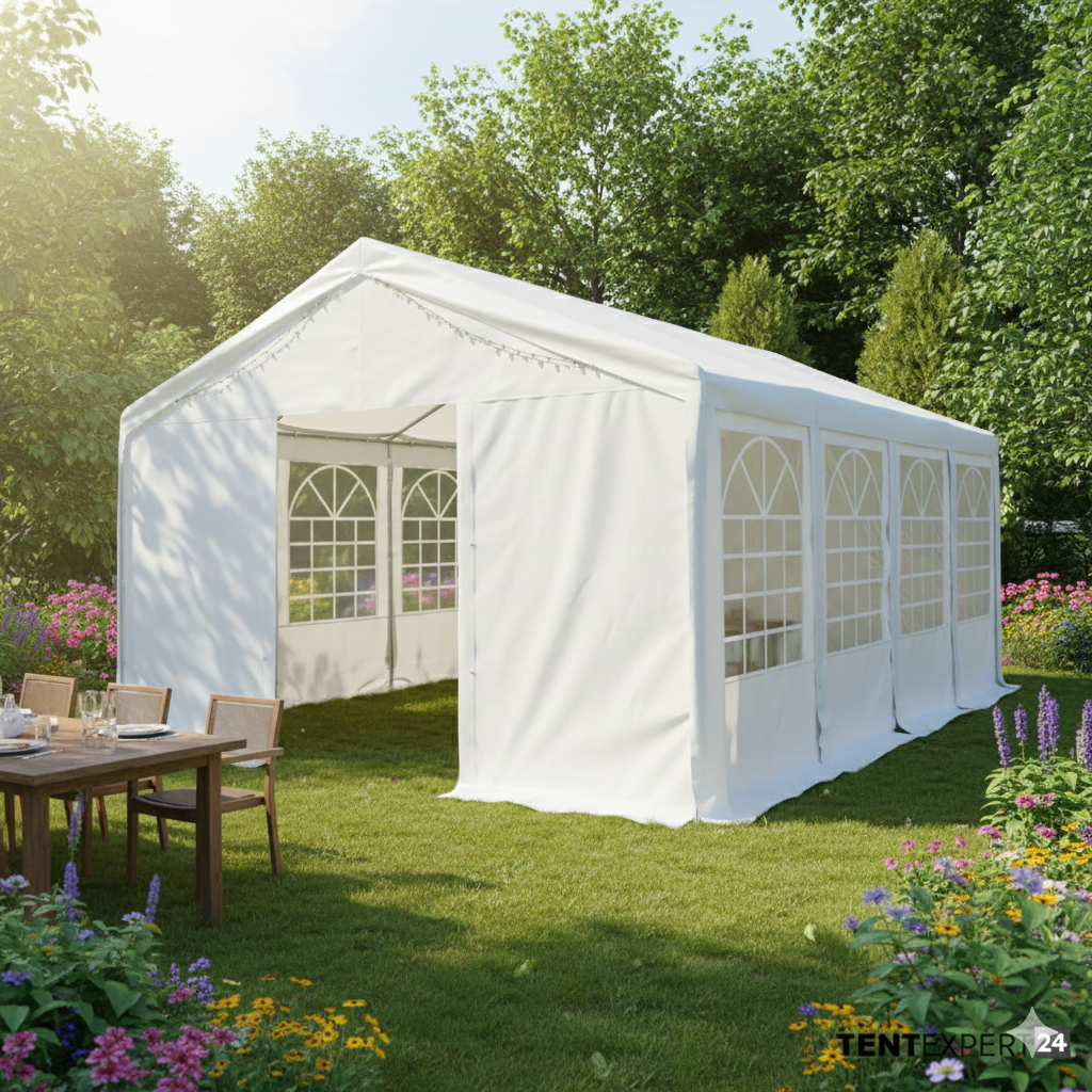 6x8 m Partyzelt, PE-Plane 180 g/m², weiß