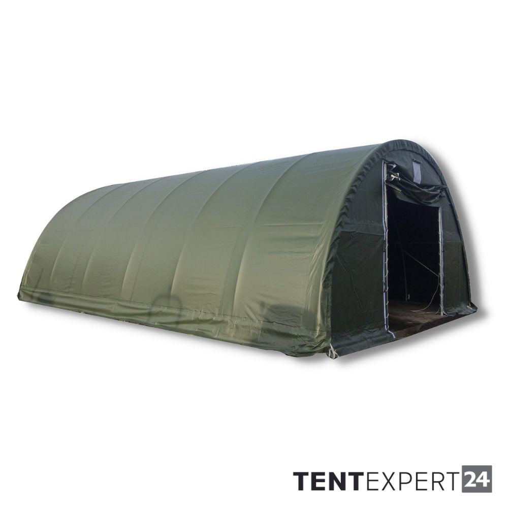 Sehr stabile Rundbogenhalle 9,15m x 10m x 4,5m - PVC 650 g, dunkelgrün