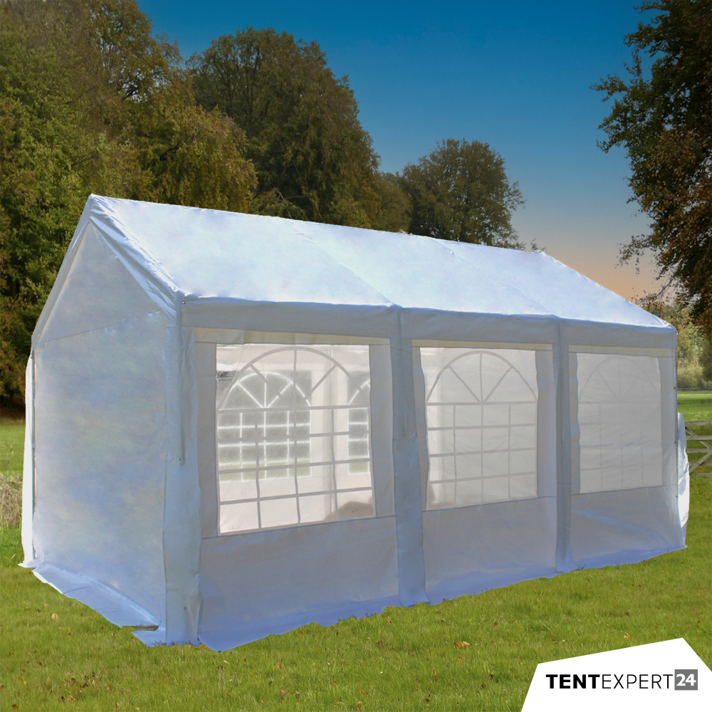 4x6 m Partyzelt, PE-Plane 180 g/m², weiß