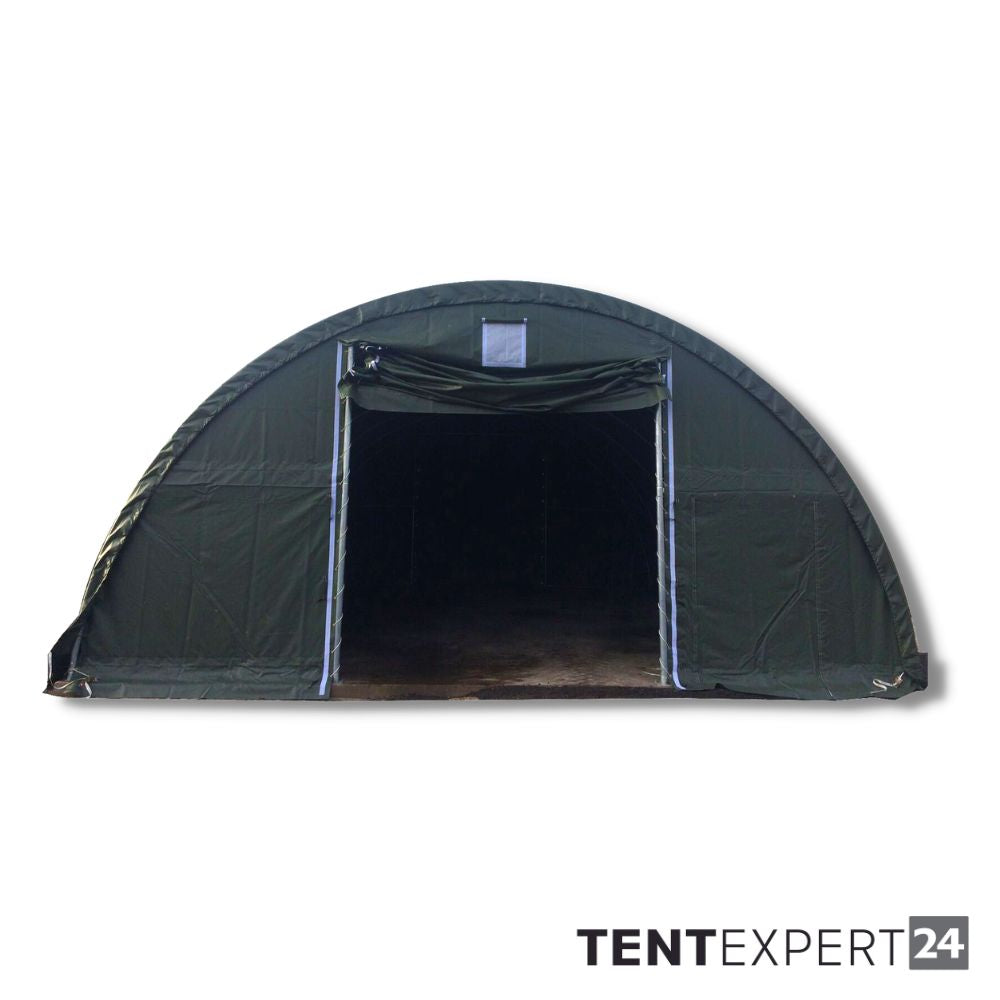 Sehr stabile Rundbogenhalle 9,15m x 10m x 4,5m - PVC 650 g, dunkelgrün