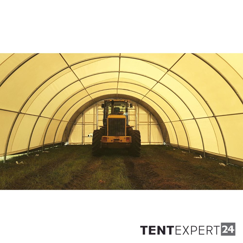 Sehr stabile Rundbogenhalle 9,15m x 10m x 4,5m - PVC 650 g, dunkelgrün