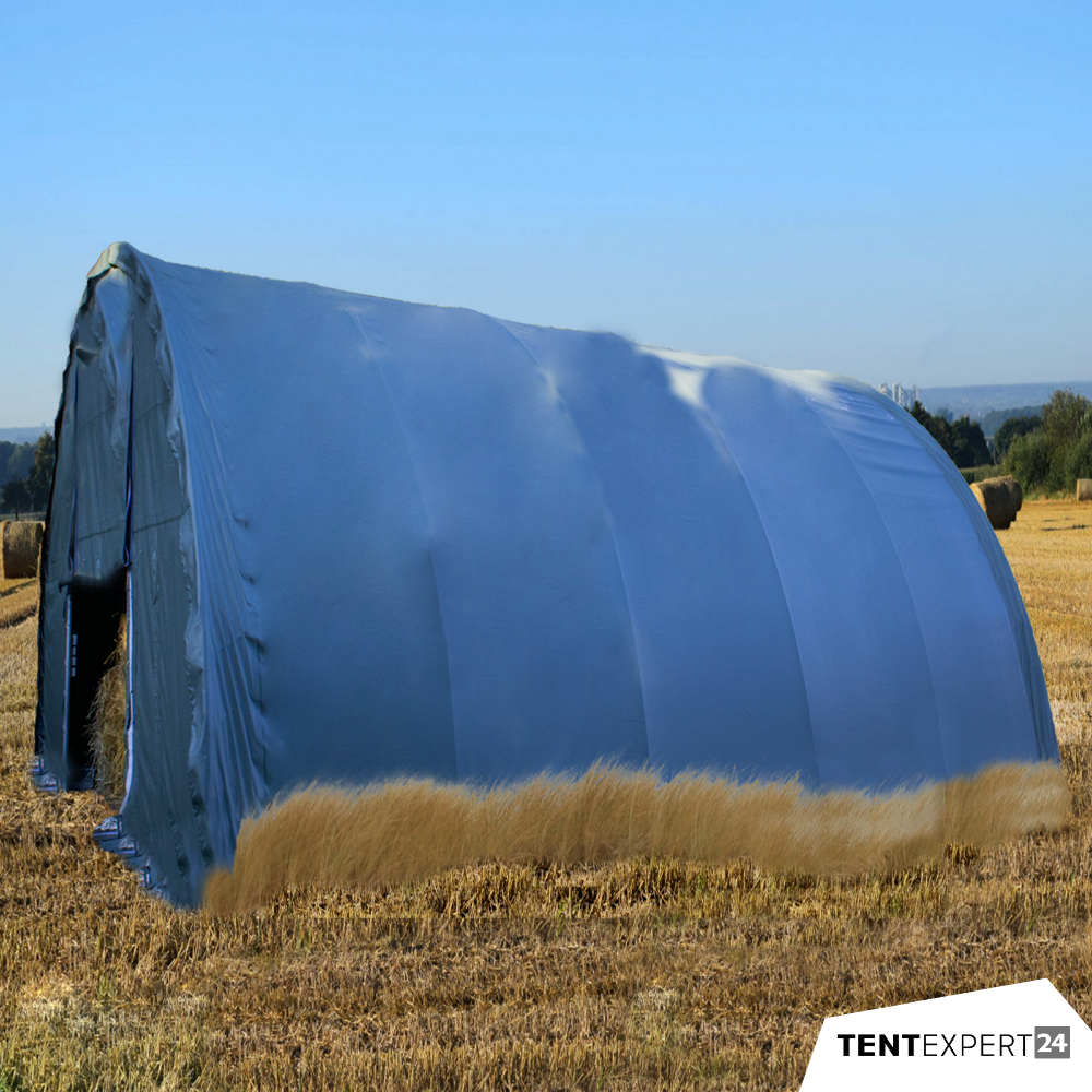 Sehr stabile Rundbogenhalle 9,15m x 10m x 4,5m - PVC 650 g, dunkelgrün