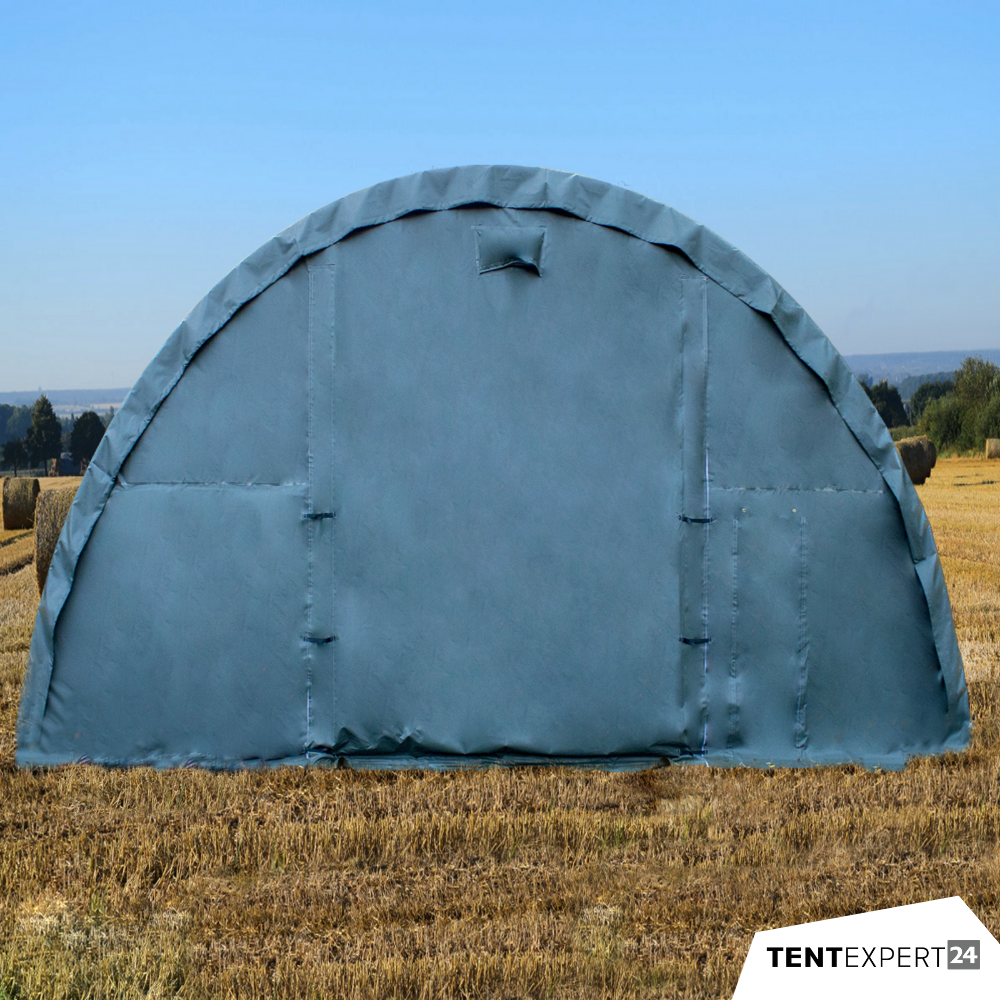 Sehr stabile Rundbogenhalle 9,15m x 10m x 4,5m - PVC 650 g, dunkelgrün