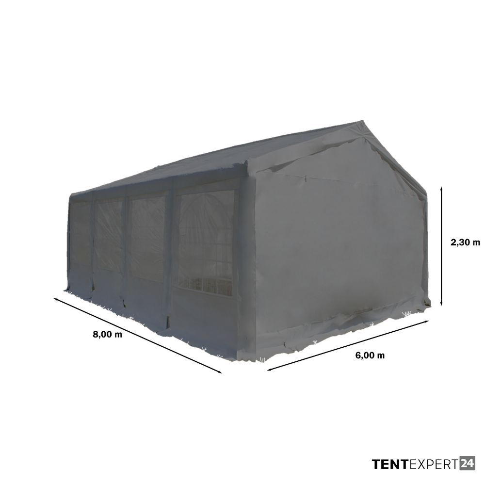 6x8 m Partyzelt, PE-Plane 180 g/m², weiß