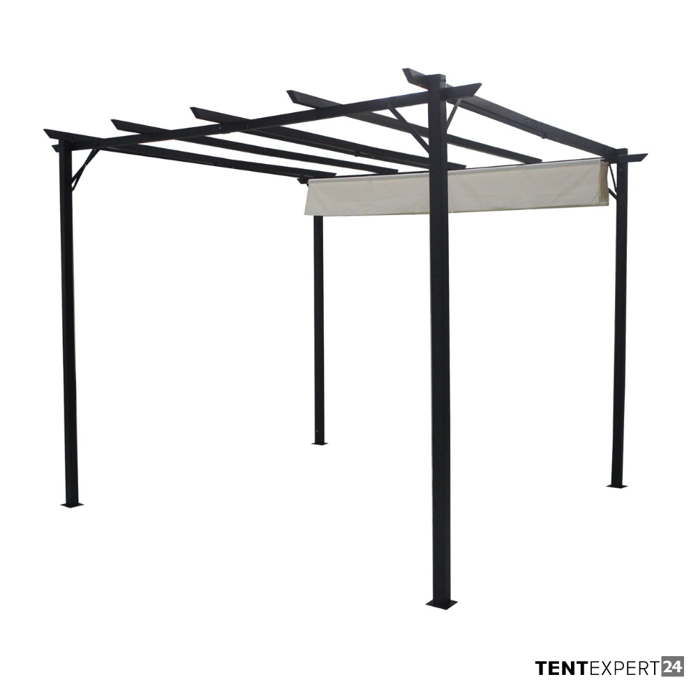 3x3 m Pergola mit ausziehbarem Dach, Beige, Stahl