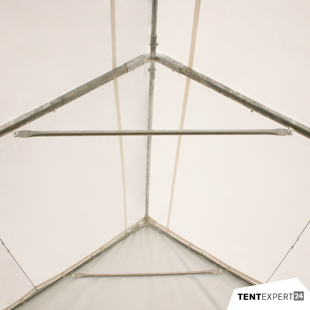 Produkte Lagerzelt 4x8 m - 2,3 m Seitenhöhe mit Reißverschlusstor, PVC weiß