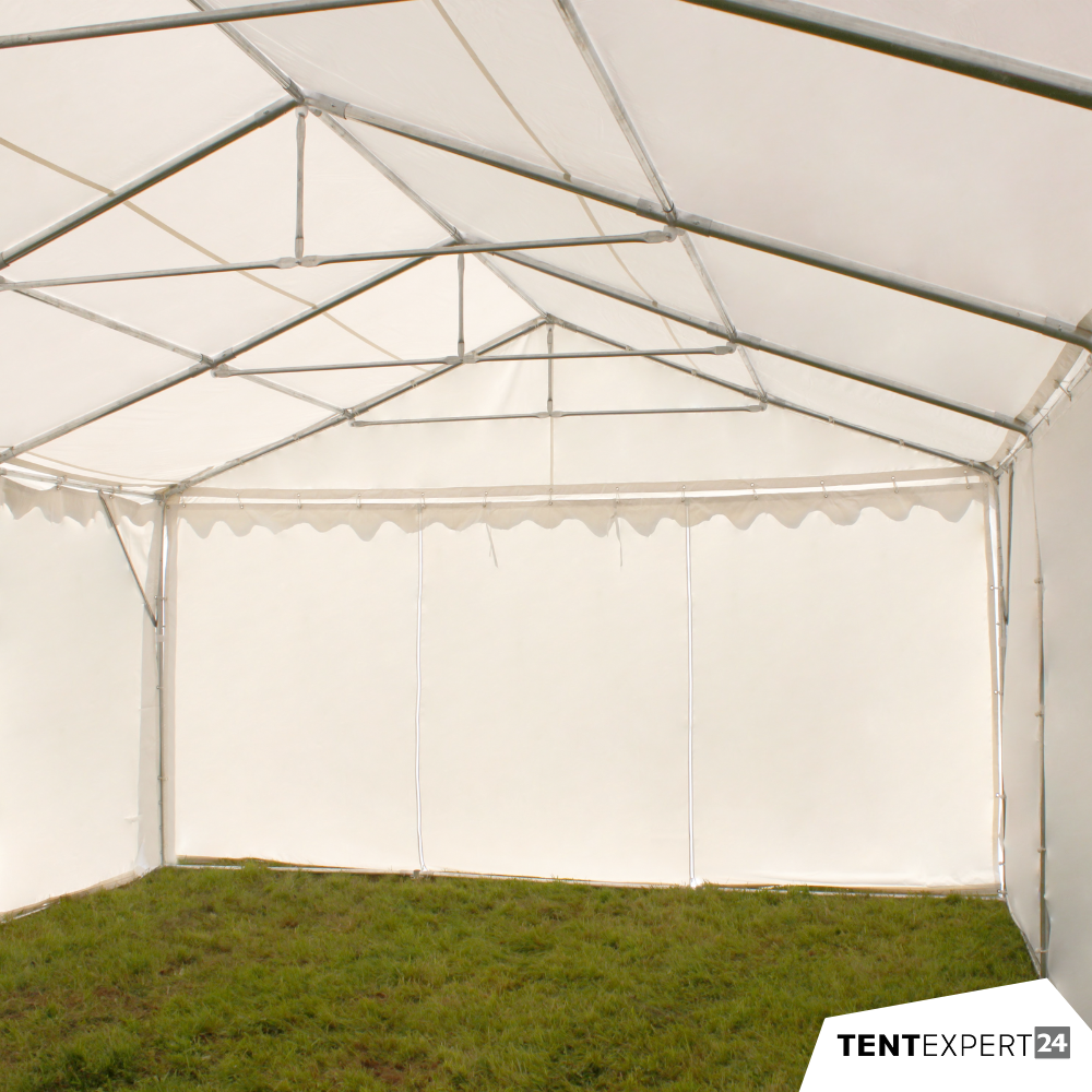Produkte Lagerzelt 6x12 m - 2,3 m Seitenhöhe mit Reißverschlusstor, PVC weiß