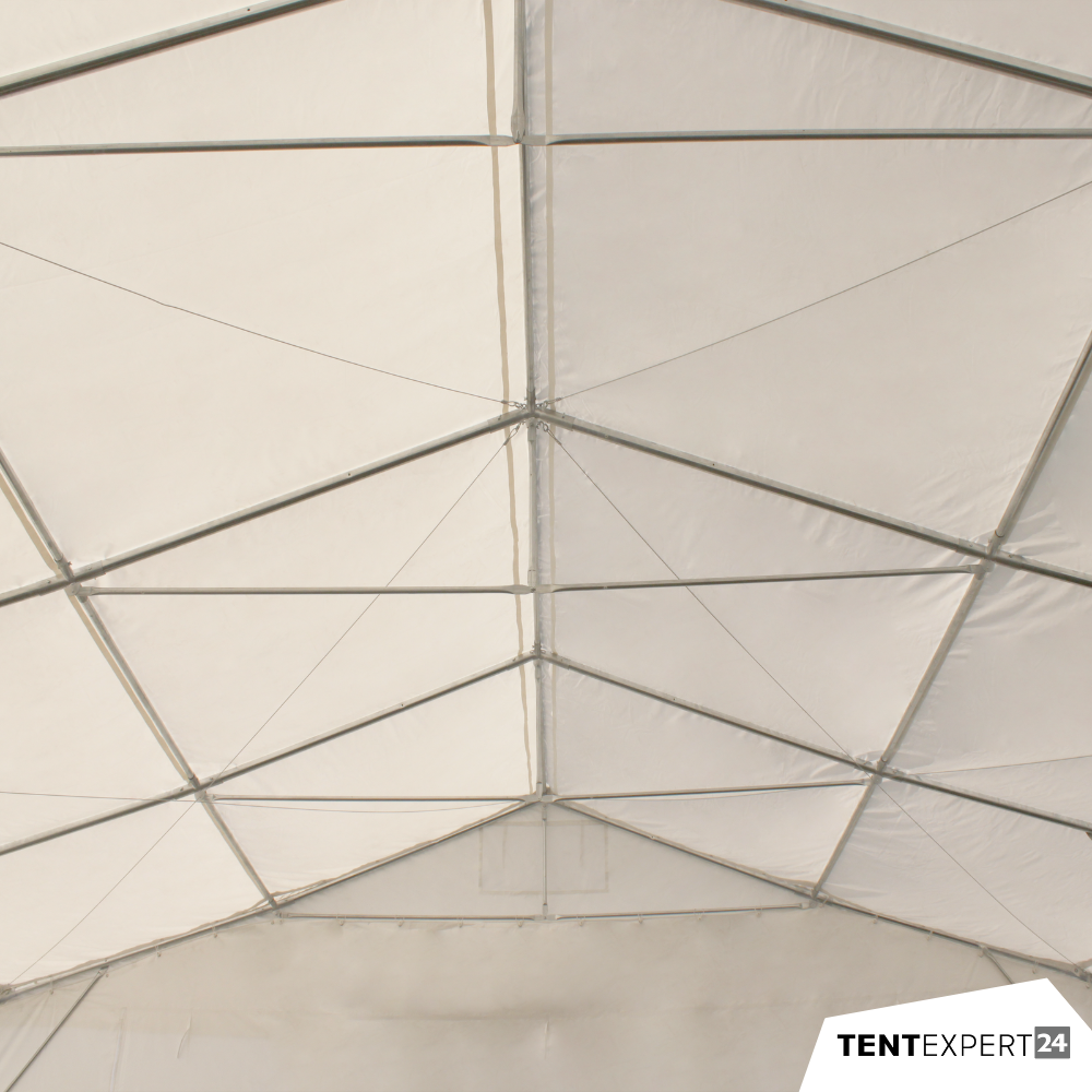 Lagerzelt 8x12m - 3,6m Seitenhöhe mit Reißverschlusstor, PVC weiß