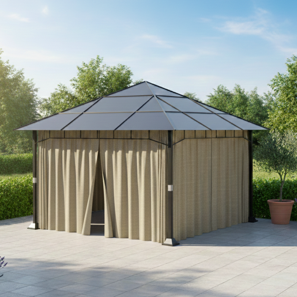 Gartenpavillon Hardtop Sunshine Deluxe, champagner, 3x4m