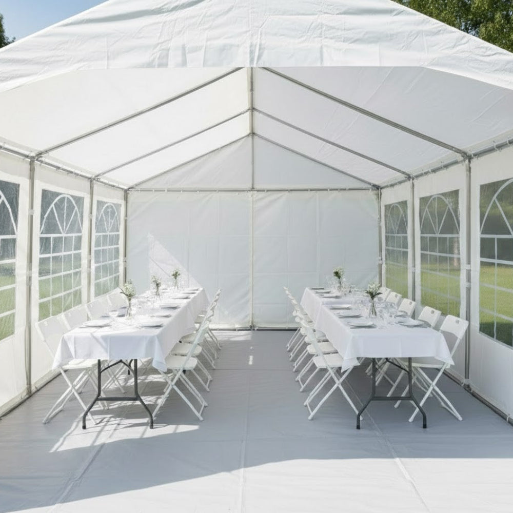 4x6 m Partyzelt, PE-Plane 180 g/m², weiß