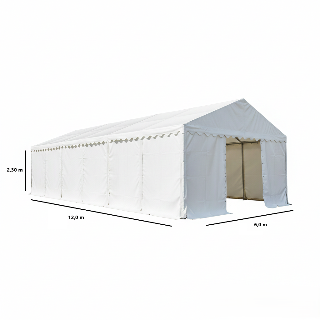 Lagerzelt 6x12 m Profi – 550g/m² PVC | 72m² Lagerhalle